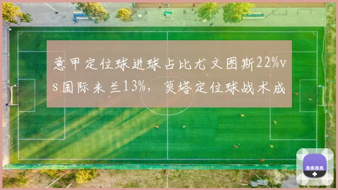 意甲定位球进球占比尤文图斯22%vs国际米兰13%，莫塔定位球战术成老妇人秘密武器